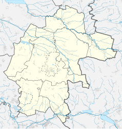 Mapa konturowa powiatu strzeleckiego, na dole po lewej znajduje się punkt z opisem „Lichynia”