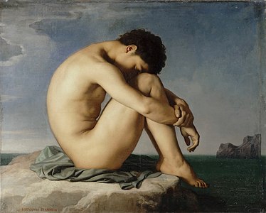 Jeune homme nu assis au bord de la mer (1836), París, Museo del Louvre.