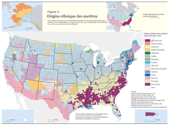 Situation géographique des origines ethniques en 2000.