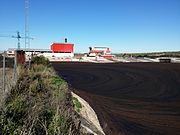 Opvangbekken voor alpecín bij de olijfgaarden van Mancha Real, 15 à 20 km ten oosten van Jaén, Andalusië, Spanje