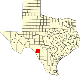 Locatie van Kinney County in Texas