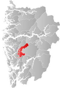 Kart som viser Vaksdal kommune.