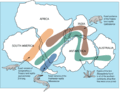 Fossil evidence of continental drift.