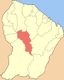 Location of the commune (in red) within French Guiana