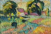 c. 1905, Hameau des environs de Rouen, huile sur toile, 22 × 33 cm