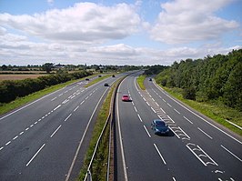 De A64 ten zuiden van Fulford