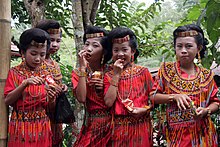 1=young girls Toraja in Sulawesy at the entry of wedding