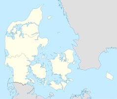 Mapa konturowa Danii, u góry po lewej znajduje się punkt z opisem „Sulsted”