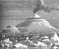 Mount Erebus a Mount Terror na kresbě z roku 1868