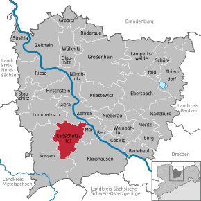 Poziția comunei Käbschütztal pe harta districtului Meißen