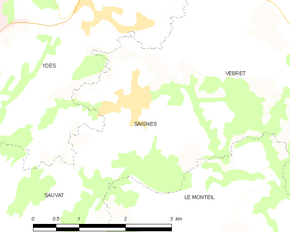 Poziția localității Saignes