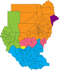 Hartă administrativă a Sudanului, datată 2006