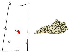 Location of Elkton in Todd County, Kentucky.