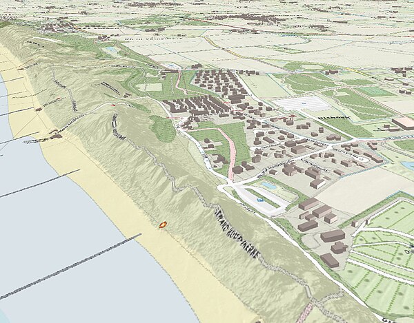 3-D topografisch kaartbeeld van Dishoek, peildatum februari 2018.