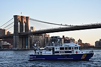 Police boat patrolling the East River