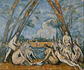 Image 8 The Bathers Painting credit: Paul Cézanne The Bathers is an oil-on-canvas painting by the French artist Paul Cézanne, first exhibited in 1906. The painting is the largest of a series of paintings of bathers by the artist, and is considered a masterpiece of modern art. He worked on the painting for seven years, and it remained unfinished at the time of his death. Often considered Cézanne's finest work, it is in the collection of the Philadelphia Museum of Art. More selected pictures