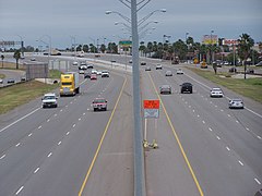 U.S. Highway 83 in a major retail district of McAllen in 2005. I-2 was cosigned on this part of the route in 2013