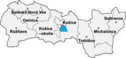 Košice IV ilçesinin Košice bölgesindeki konumu