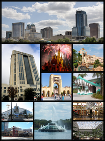 Downtown Orlando, Seaworld Orlando, Gatorland, The Mall at Millenia, Orlando International Airport, Lake Eola fountain, Church Street Station, Amway Center, Orange County Courthouse, Walt Disney World, Universal Studios Florida