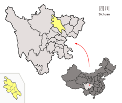 Localização da cidade de Mianyang (em amarelo)