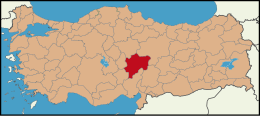 Türkiyə miqyasında Kayseri xəritəsi