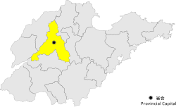 山東省中の済南市の位置