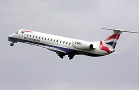 Embraer 145, G-EMBD departing Bristol Airport