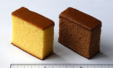 Regular and chocolate castella