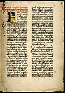 Bíblia de Gutenberg (1451–1452) amb tinta negra pel major contrast amb el paper blanc.