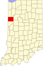 Map of Indiana highlighting Benton County