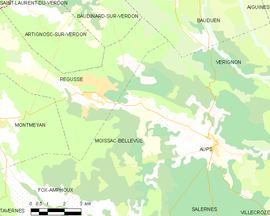 Mapa obce Moissac-Bellevue