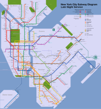 Late night subway service map