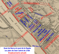 Rue de Bercy partie amont sur plan de 1784