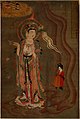 Bodhisattva montrant la voie. Couleur sur soie, 80,5 × 53,8 cm[58].. Dynastie Tang. Dunhuang. British Museum.