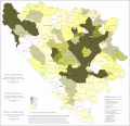 Udio bosanskog jezika u Bosni i Hercegovini po općinama u 2013. godini.