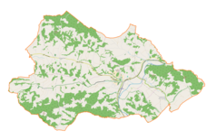 Mapa konturowa gminy Gromnik, blisko centrum na prawo znajduje się punkt z opisem „Chojnik”