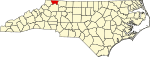 Mapa de Carolina del Norte con la ubicación del condado de Alleghany