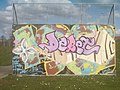 Graffiti op een halfpipe in Amsterdam-Zuidoost