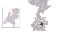 Highlighted position of Voerendaal in a municipal map of Limburg