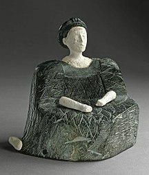 Seated female figure, chlorite and limestone, Bactria, 2500–1500 BC, Los Angeles County Museum of Art