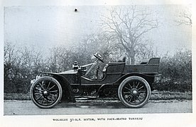 Tonneau à quatre places Wolseley 20hp, 1903.