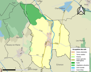 Carte en couleurs présentant l'occupation des sols.