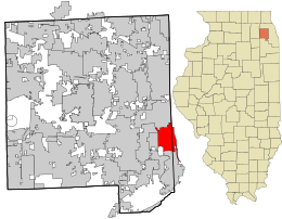 Location in DuPage County and the state of الینوائے.