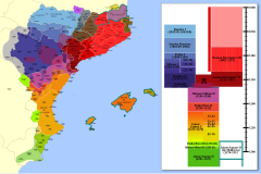 Grevskapet Barcelona (i rött) som del den aragoniska kronans iberiska expansion.