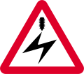 Overhead electric cable ahead