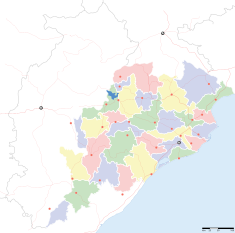 Map indicating the location of Bhubaneswar