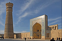 Part of the Poi-Kalyan ensemble: the minaret and the mosque Kalyan