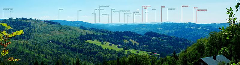 Panorama Beskidów i Krywańskiej Małej Fatry z Kamiennego