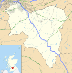 Mapa konturowa South Lanarkshire, u góry po lewej znajduje się punkt z opisem „New Douglas Park”