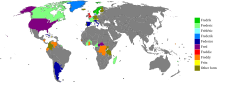 Land hvor Fredrik (grønt) er mye brukt